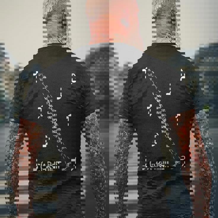 音符クラリネット メンズTシャツ バックプリント 高齢者への贈り物