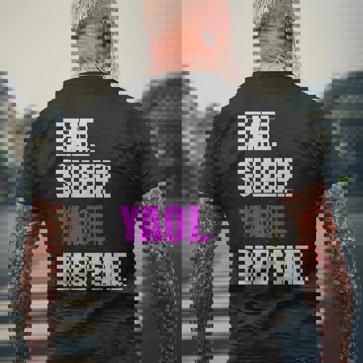 食べて寝てヤオイリピートヤオイボーイの恋愛漫画 メンズTシャツ バックプリント 高齢者への贈り物