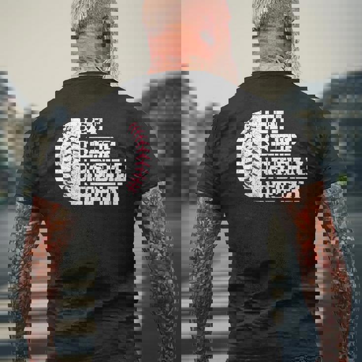 食べる、寝る、野球を繰り返す、野球選手、面白い、野球 メンズTシャツ バックプリント 高齢者への贈り物
