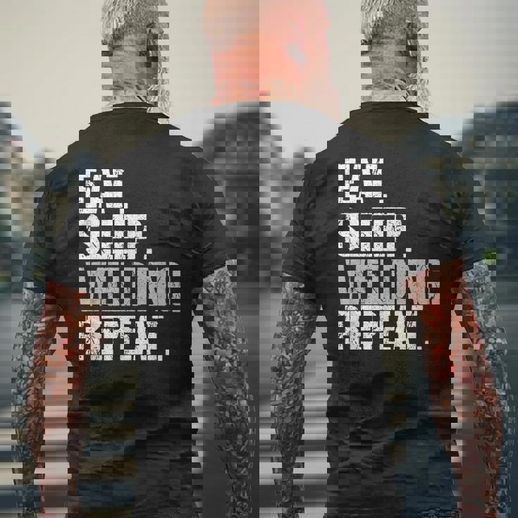 食べる睡眠溶接リピート溶接機 メンズTシャツ バックプリント 高齢者への贈り物