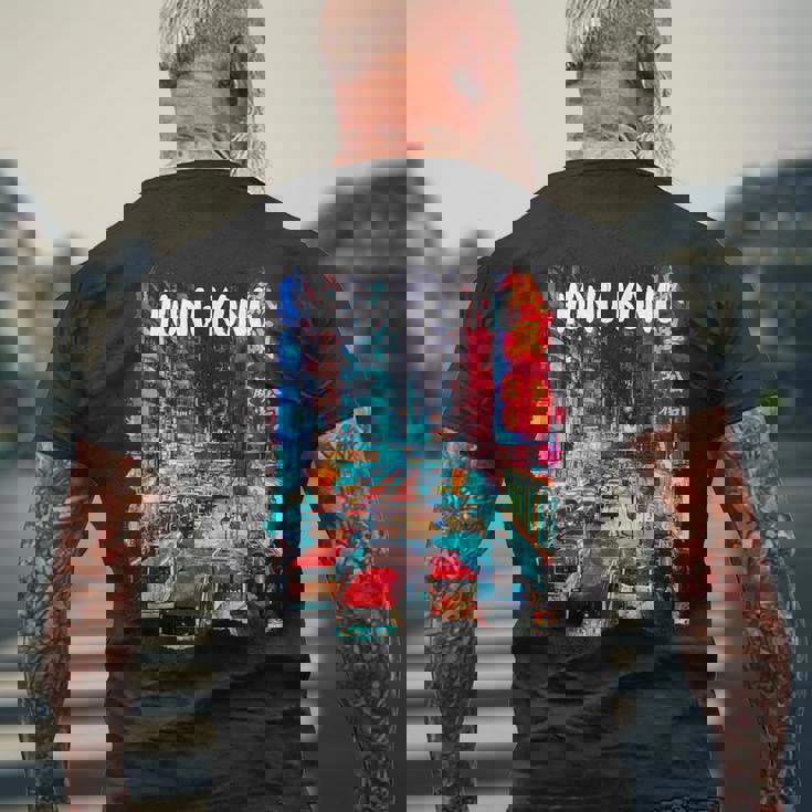 香港のお土産-夜の香港 メンズTシャツ バックプリント 高齢者への贈り物