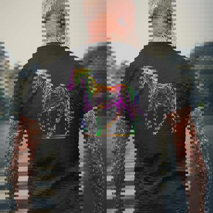 馬術 カラフル 馬好き 西洋 ロデオ メンズTシャツ バックプリント 高齢者への贈り物