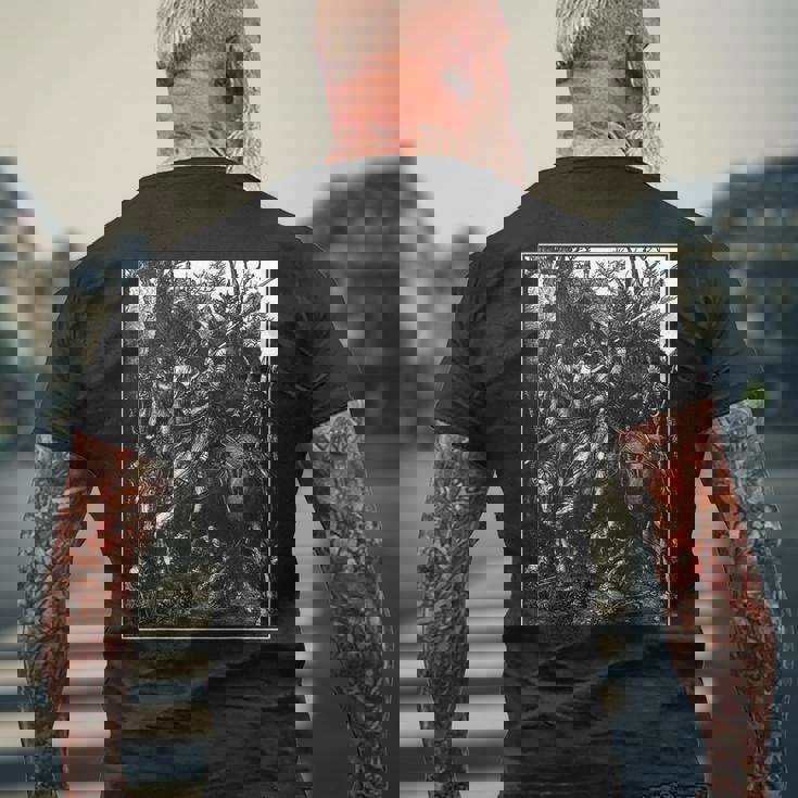 騎士、死と悪魔 1513 アルブレヒト・デューラー 銅彫刻 メンズTシャツ バックプリント 高齢者への贈り物