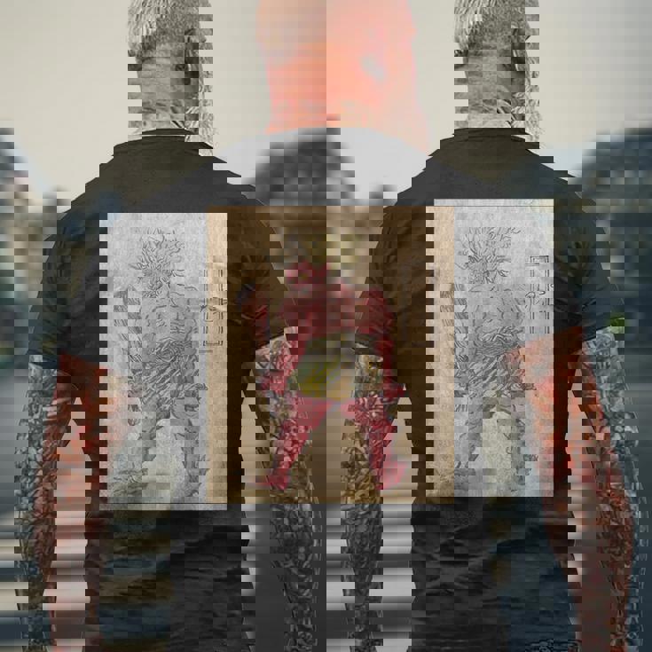 鬼【日本の妖怪シリーズ】 メンズTシャツ バックプリント 高齢者への贈り物