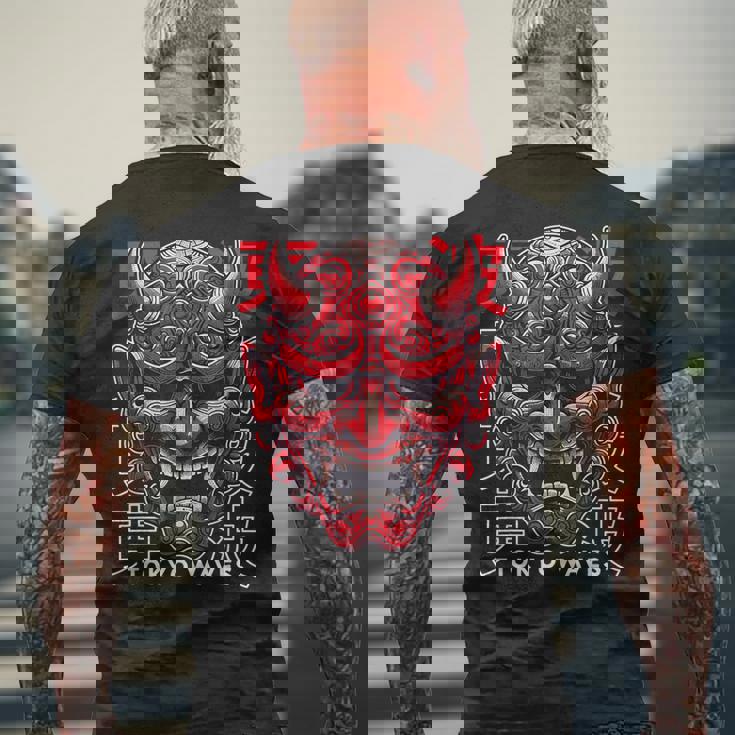 鬼マスク フェイス 妖怪 悪魔 般若 日本 鬼マスク メンズTシャツ バックプリント 高齢者への贈り物