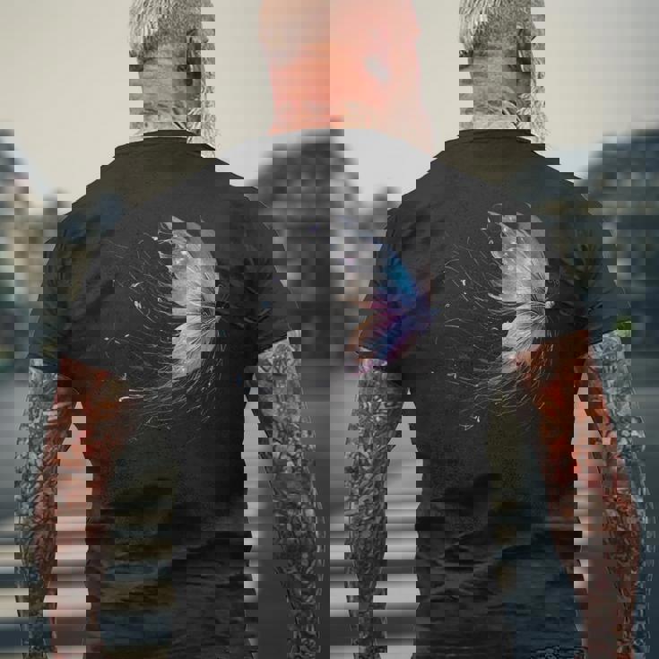 魔法の蝶 神秘的な蝶 銀河 星 メンズTシャツ バックプリント 高齢者への贈り物