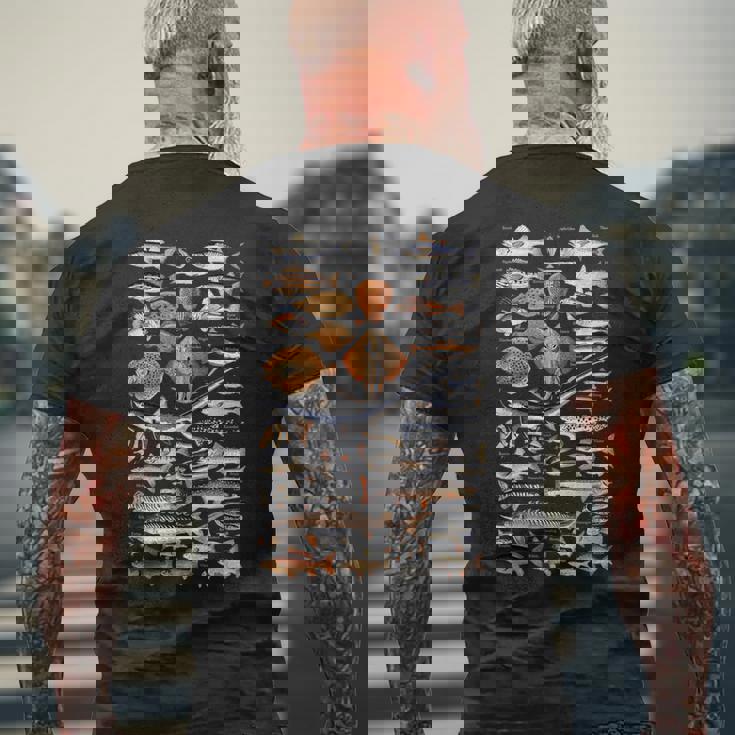 魚の概要と名前。 メンズTシャツ バックプリント 高齢者への贈り物