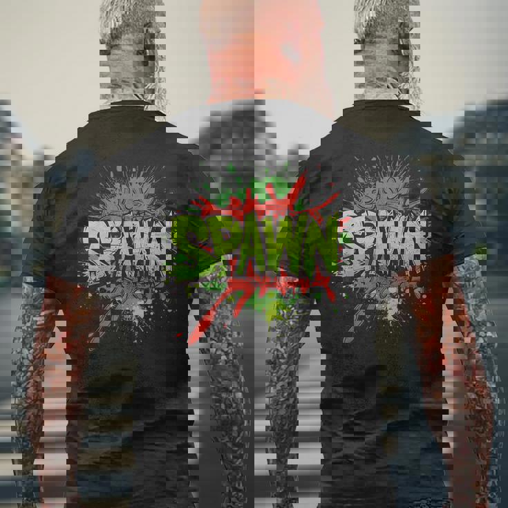 鮮やかな色とクールなスポーンステートメントコスチューム。 メンズTシャツ バックプリント 高齢者への贈り物