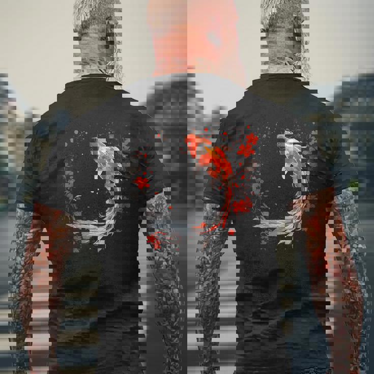 鯉 錦鯉 平和 親切 縁起 メンズTシャツ バックプリント 高齢者への贈り物