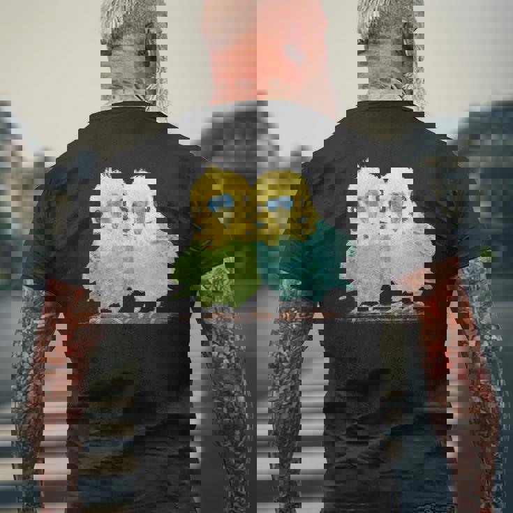 鳥 インコ かわいい ペット おもしろ 動物 イラスト メンズTシャツ バックプリント 高齢者への贈り物