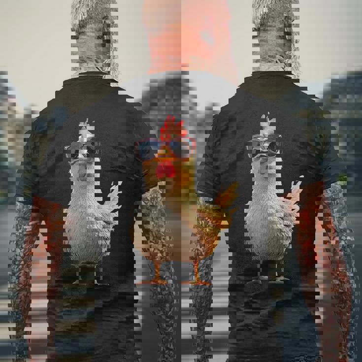 鶏 農家 農家 甘い 鶏 メンズTシャツ バックプリント 高齢者への贈り物