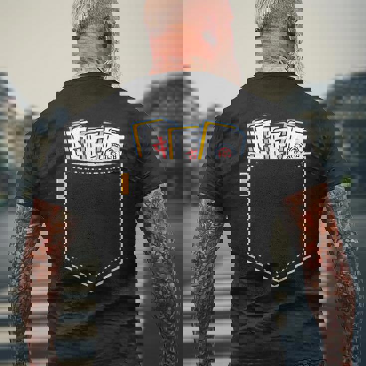 麻雀 牌 ワンポイント ポケット 柄ポケット デザイン かわいい おもしろ 可愛い 麻雀好プレゼント メンズTシャツ バックプリント 高齢者への贈り物