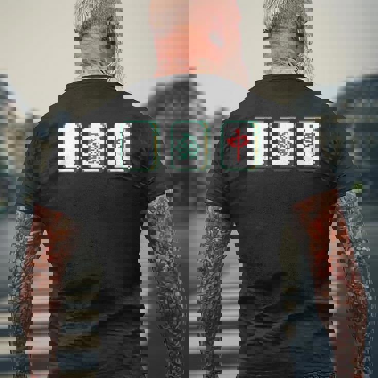 麻雀 白 發 中 Mahjong 麻雀牌 発 メンズTシャツ バックプリント 高齢者への贈り物