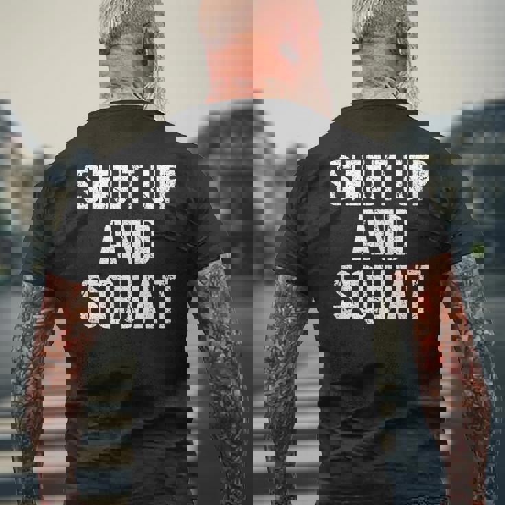 黙ってスクワット メンズTシャツ バックプリント 高齢者への贈り物