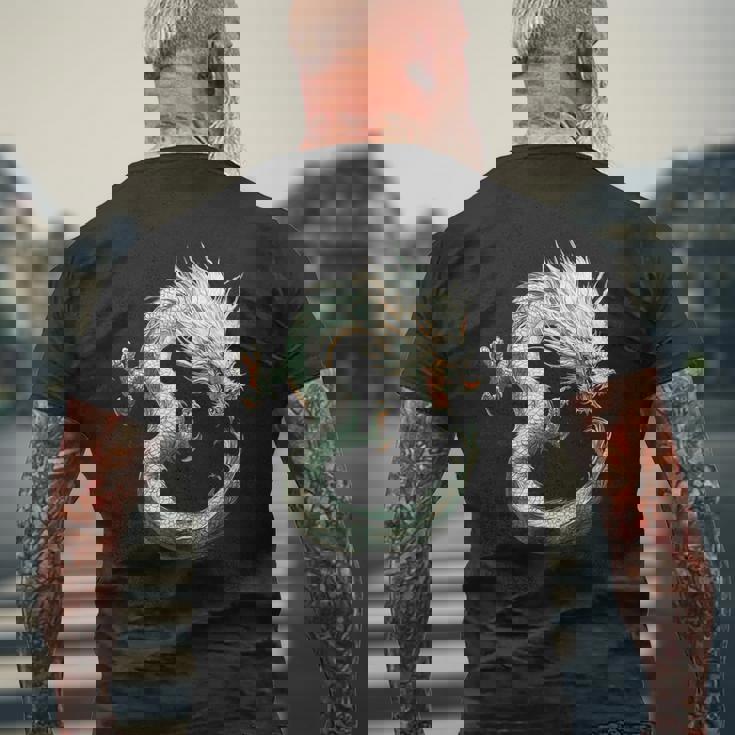 龍人 龍神 ドラゴンモチーフ 神話芸術 龍神竜 メンズTシャツ バックプリント 高齢者への贈り物