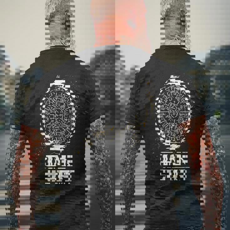 龍体文字 フトマニ図 神代文字 龍神様 縄文 ハニワ かっこいい 開運 言霊 お守り メンズTシャツ バックプリント 高齢者への贈り物
