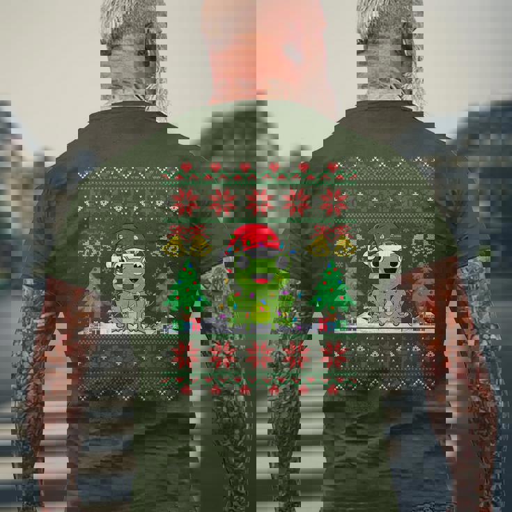 Frog Wearinganta Hat Christmas Lights Xmas Frog メンズTシャツ バックプリント 高齢者への贈り物