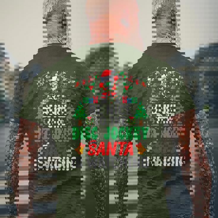 Be Nice To The Disc Jockeyanta Dj Disc Jockey Christmas メンズTシャツ バックプリント 高齢者への贈り物