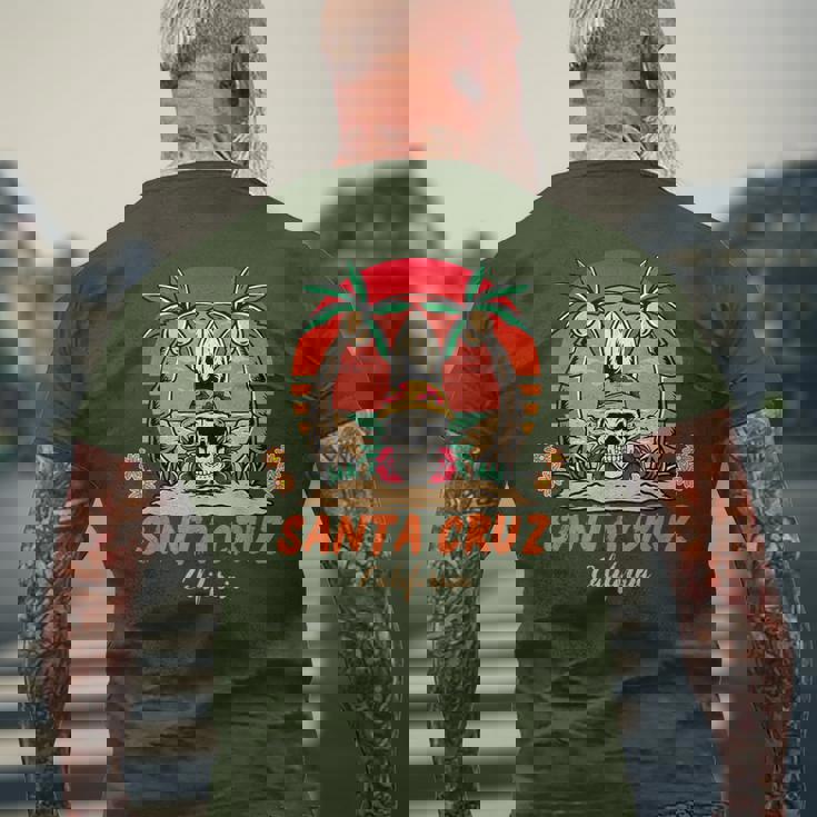 Santa Cruz カリフォルニア ヴィンテージ スケルトン サーファー サンタクルーズ メンズTシャツ バックプリント 高齢者への贈り物