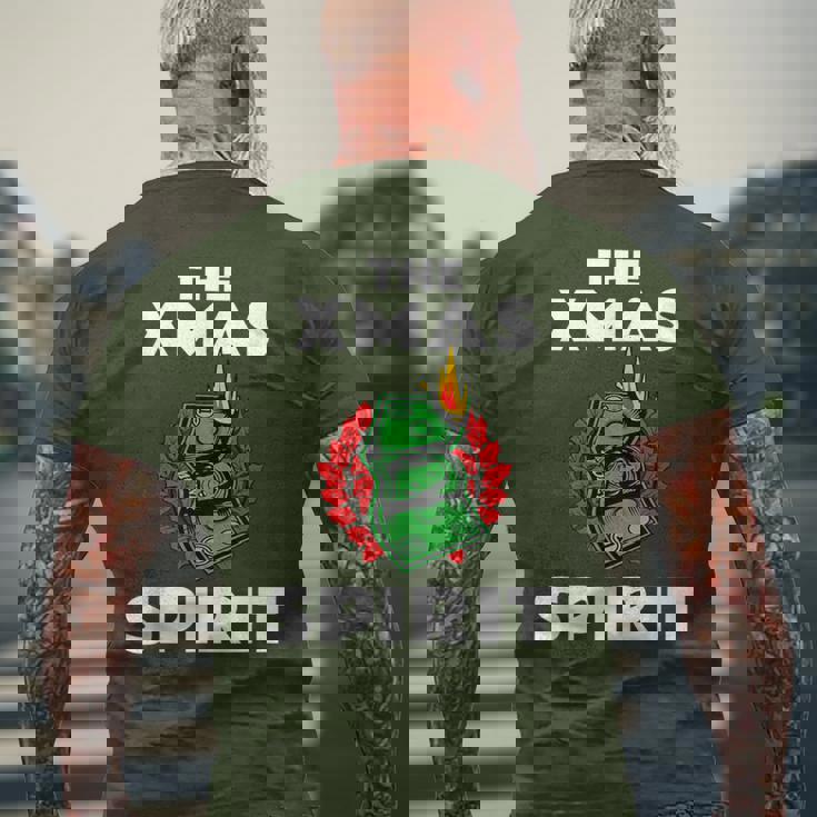 面白いクリスマス「The Xmaspirit」グラフィック メンズTシャツ バックプリント 高齢者への贈り物