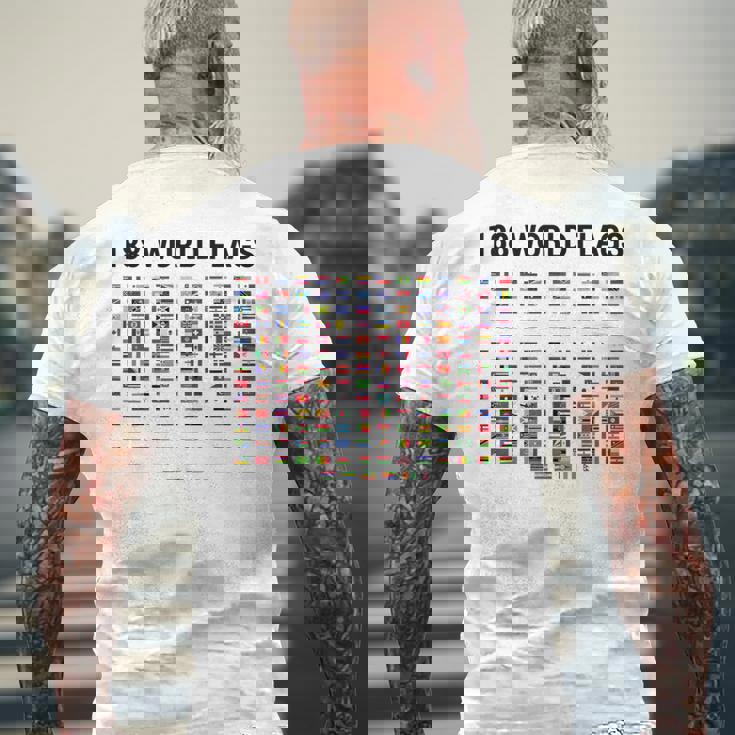 188 世界の国旗 世界の国旗 世界地図 メンズTシャツ バックプリント 高齢者への贈り物