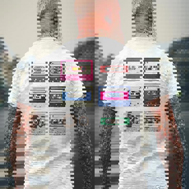 80 年代のロック カセットシャツ男性ヴィンテージ ロック カセット テープ メンズTシャツ バックプリント 高齢者への贈り物