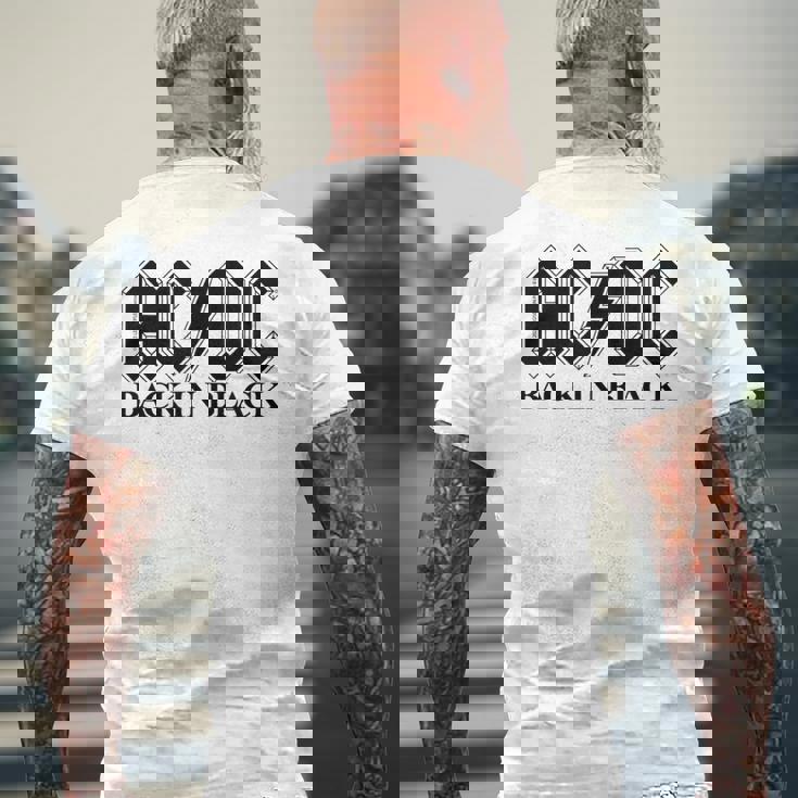 AcDcロックミュージックバンドバックブラックロゴ。 メンズTシャツ バックプリント 高齢者への贈り物