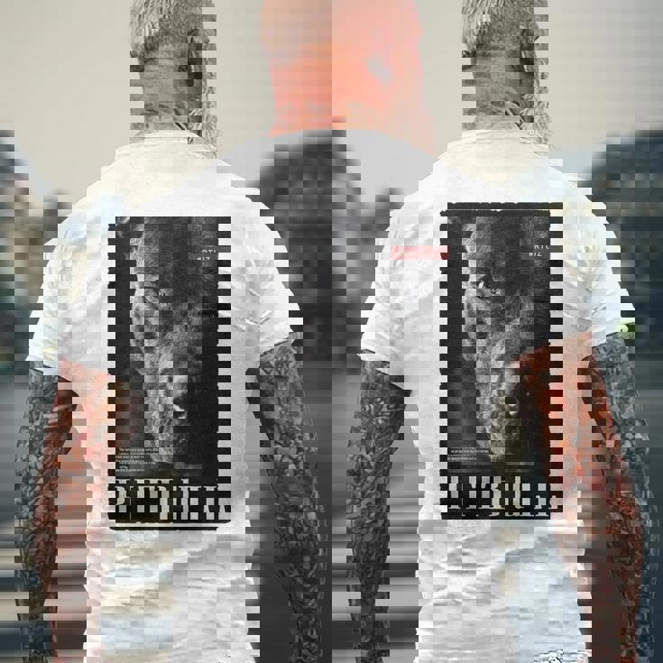 Backprint 野生の犬ピットブルテリアのポートレートブルドッグのバックプリントピットブル メンズTシャツ バックプリント 高齢者への贈り物