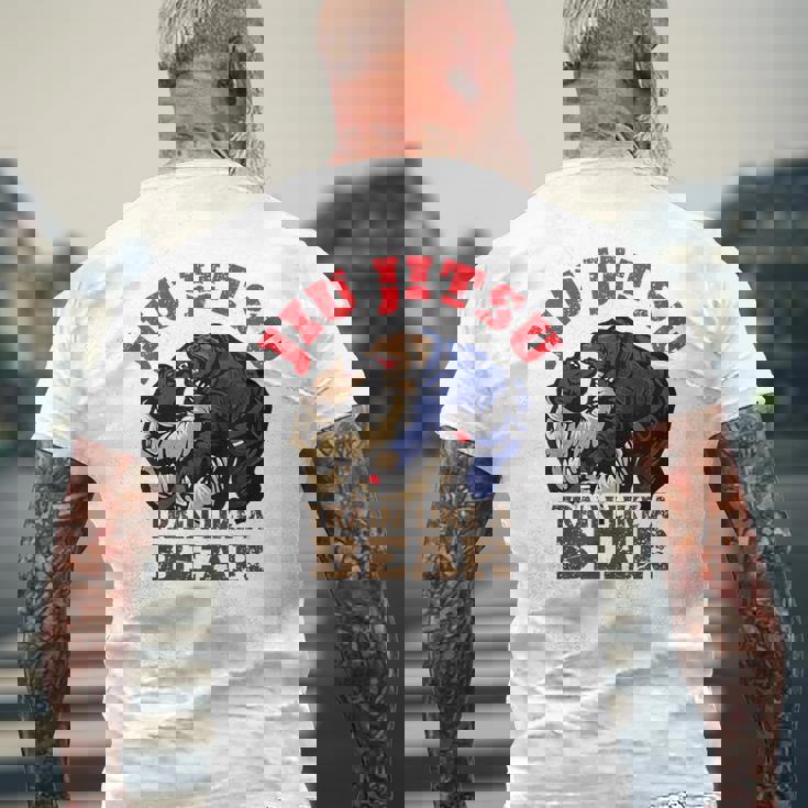 Bjj ブラジリアン柔術 クマのようにトレーニング メンズTシャツ バックプリント 高齢者への贈り物