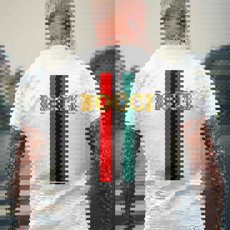 Bocci ぼっち《フェイクゴールド ロゴ》緑 赤 ライン【変なデザイン屋さん】陰キャ オタク ブランド パロディ 面白 長袖tシャツ メンズTシャツ バックプリント 高齢者への贈り物