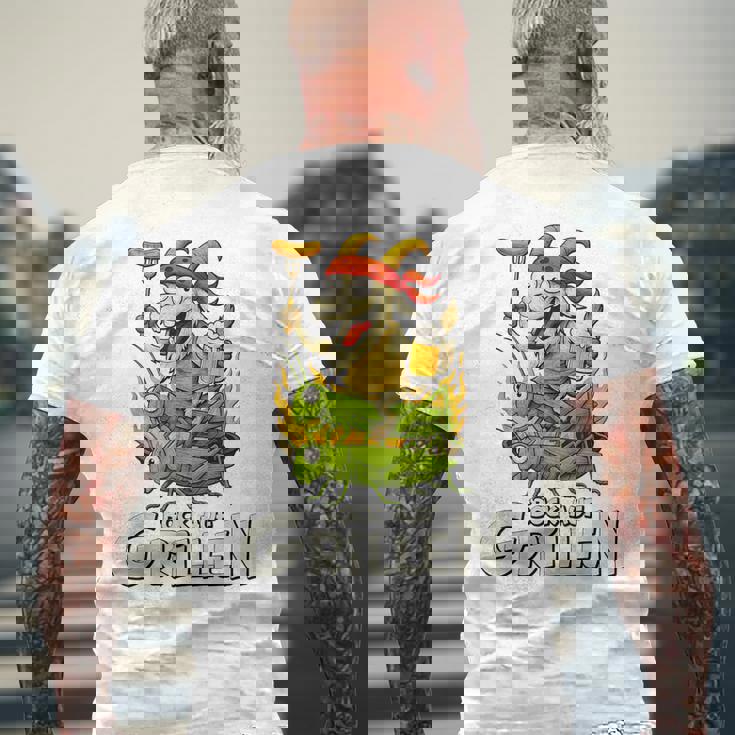 Bock Auf Grillen おもしろバーベキューアクセサリー ヤギ付きバーベキュー メンズTシャツ バックプリント 高齢者への贈り物