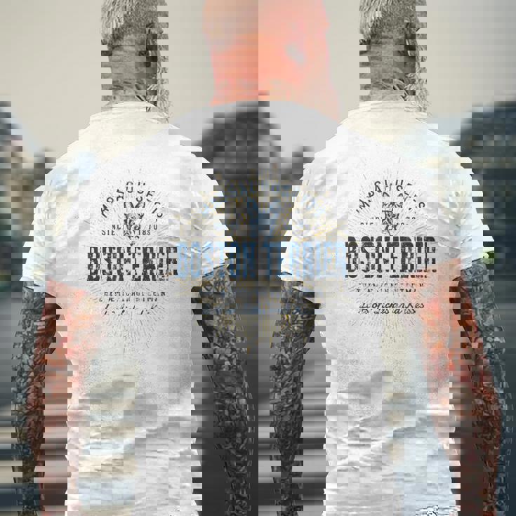 Boston Terrierギフトヴィンテージボストン・テリア メンズTシャツ バックプリント 高齢者への贈り物