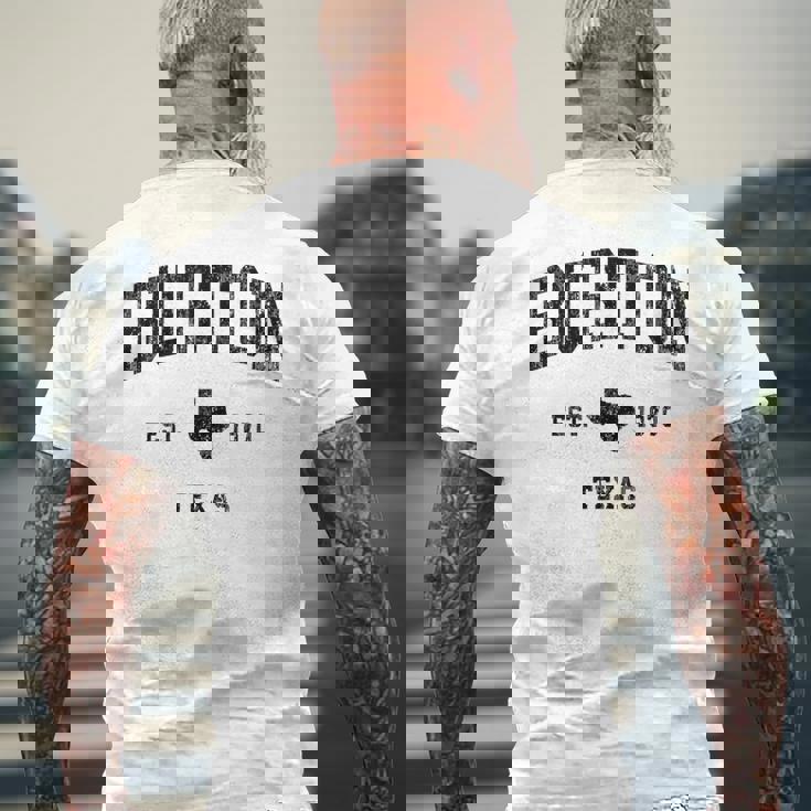 Burton Texas Tx ビンテージ アスレチック ブラックスポーツデザイン メンズTシャツ バックプリント 高齢者への贈り物