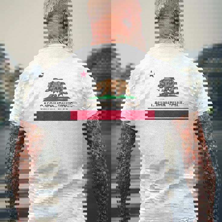 California Republic ノベルティ カリフォルニアベア カリフォルニアフラッグ メンズTシャツ バックプリント 高齢者への贈り物