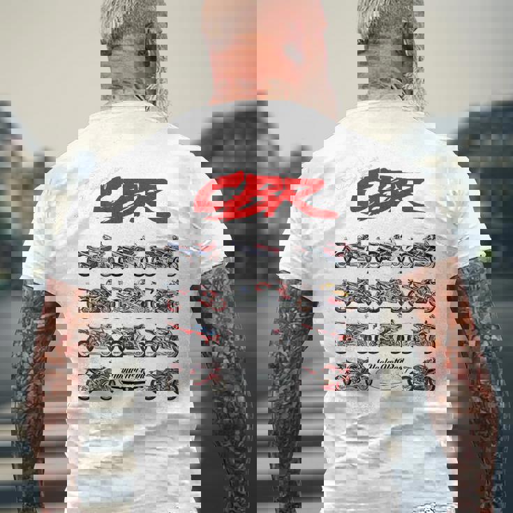 Cbr、オートバイ、バイク、バイカー、スポーツバイクの進化。 メンズTシャツ バックプリント 高齢者への贈り物