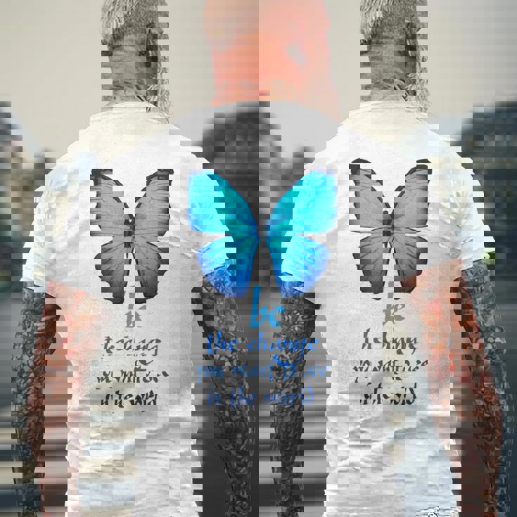 Be The Change 蝶 メンズTシャツ バックプリント 高齢者への贈り物