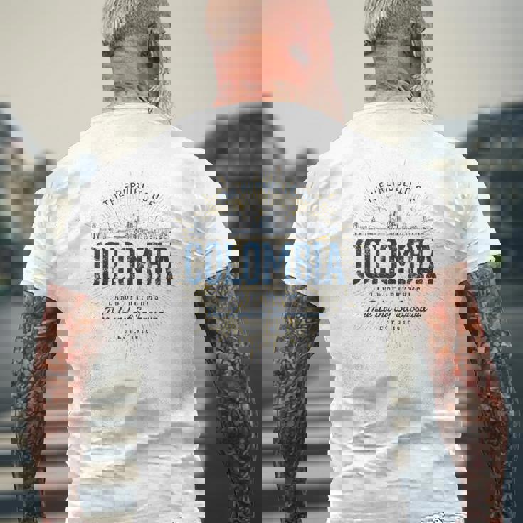 Colombia レトロなスタイルのヴィンテージコロンビア メンズTシャツ バックプリント 高齢者への贈り物