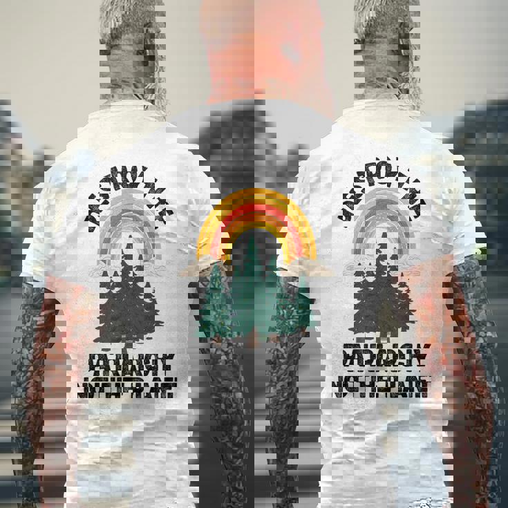 Destroy The Patriarchy Not The Planet フェミニスト フェミニズム メンズTシャツ バックプリント 高齢者への贈り物