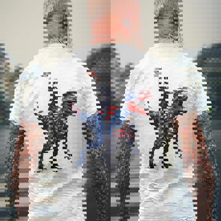 Dino Abraham Lincoln 4Th Of July Boys American Flag メンズTシャツ バックプリント 高齢者への贈り物