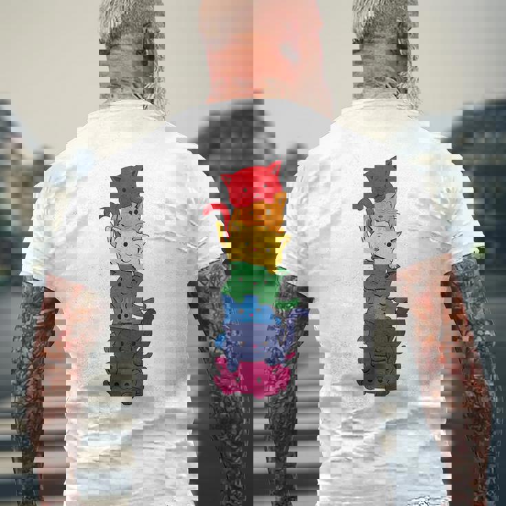 Divertido Gato Lgbt Pila Arco Iris Orgullo Gay Para El Amante De Camiseta Hombre Estampado Espalda Regalos para ancianos