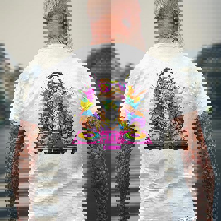 Dj フトアゴヒゲトカゲ 音楽愛好家のキッズ ディージェイ メンズTシャツ バックプリント 高齢者への贈り物