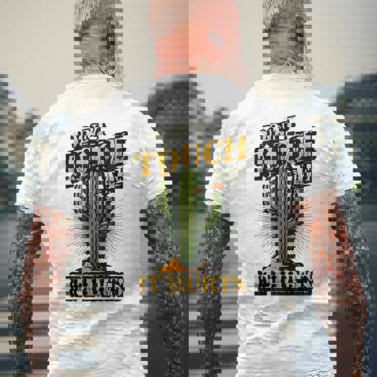 Don't Touch Me It Hurts – サボテンの反社会的ユーモア メンズTシャツ バックプリント 高齢者への贈り物