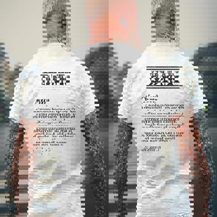 Edwin 面白いフレーズ 名前の定義付き メンズTシャツ バックプリント 高齢者への贈り物