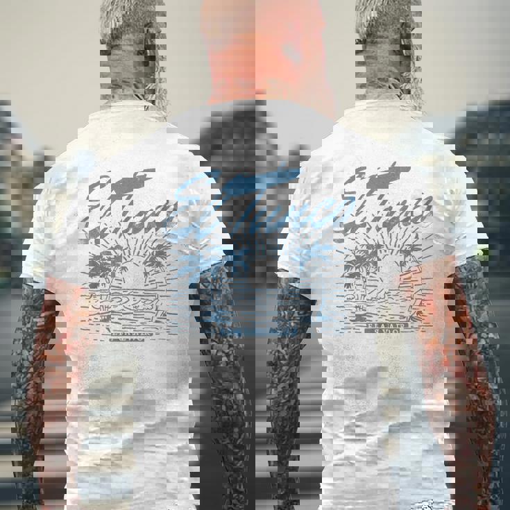 El Tunco エルサルバドル ヴィンテージ アンティーク調 ヤシの木 サーフ メンズTシャツ バックプリント 高齢者への贈り物