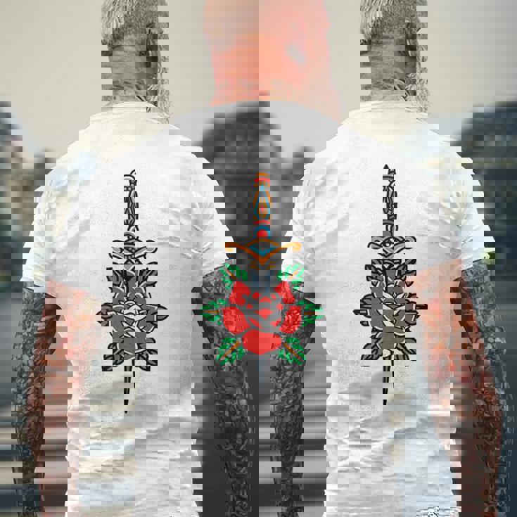 Fake Friends アメリカントラディショナルタトゥー オールドスクールフラッシュ メンズTシャツ バックプリント 高齢者への贈り物