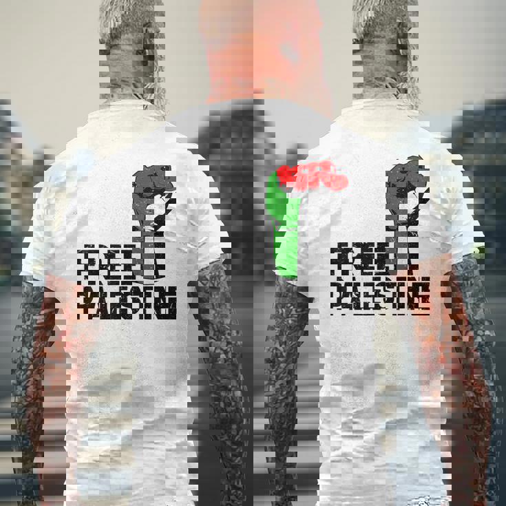 Free Palestine パレスチナの旗無料パレスチナ メンズTシャツ バックプリント 高齢者への贈り物