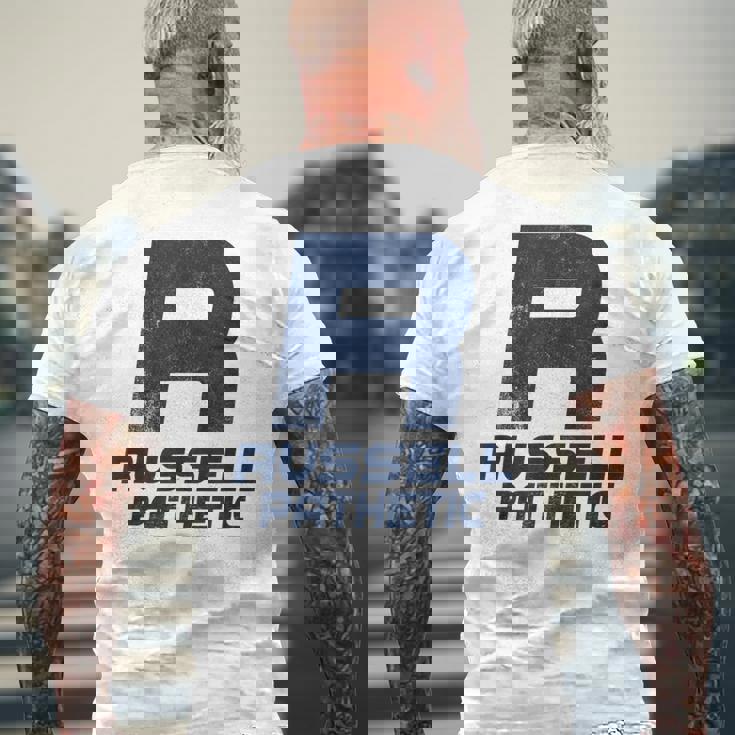 Russell Pathetic Unathletic プットダウン&インシュルト メンズTシャツ バックプリント 高齢者への贈り物