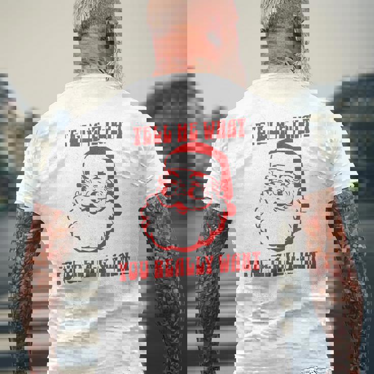 Tell Me What You Really Want Christmas メンズTシャツ バックプリント 高齢者への贈り物