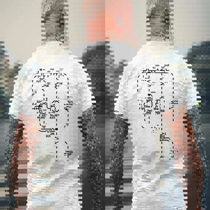 Fuzz Pedal スケマティック図 ゲルマニウム Pnp 回路効果 メンズTシャツ バックプリント 高齢者への贈り物