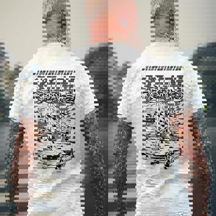 Gt R 34 Jdm ストリートレーシング ドラッグドリフト ヴィンテージ メンズTシャツ バックプリント 高齢者への贈り物